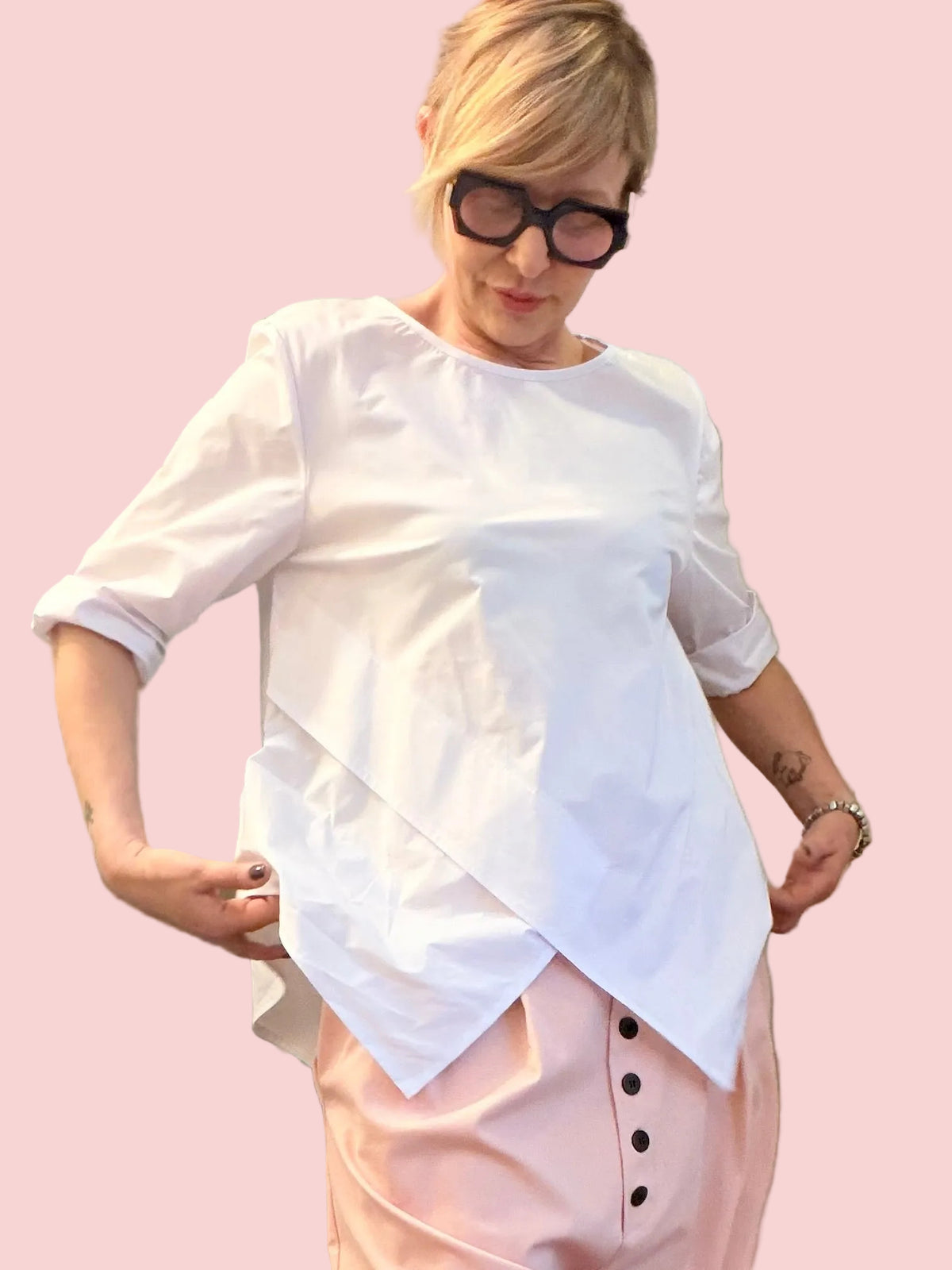 Camicia Oversize con Orlo Asimmetrico