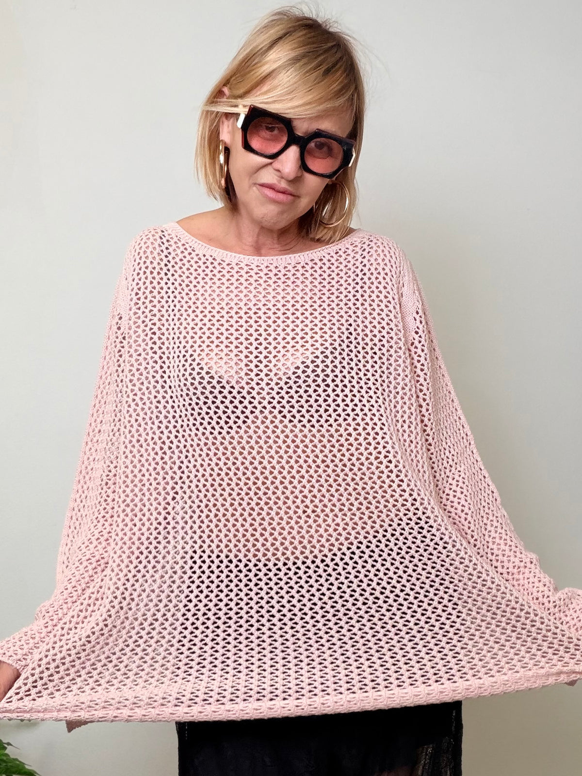 Maglia Oversize Traforata a Rete