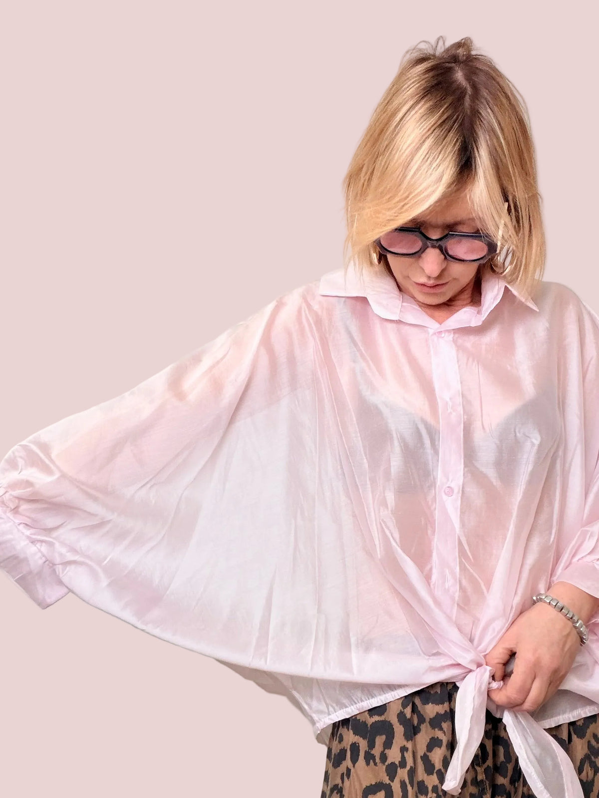 Camicia Oversize in Organza Trasparente
