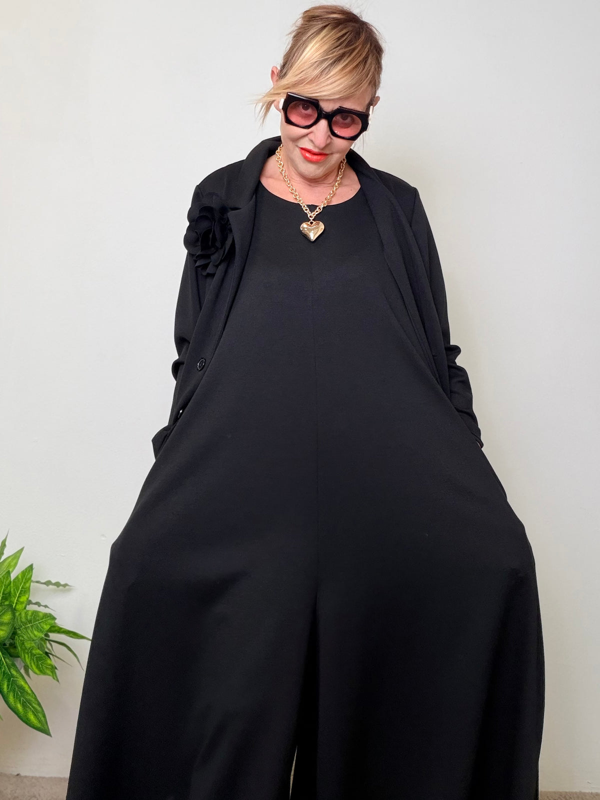 Giacca Modal con Dettaglio Fiore