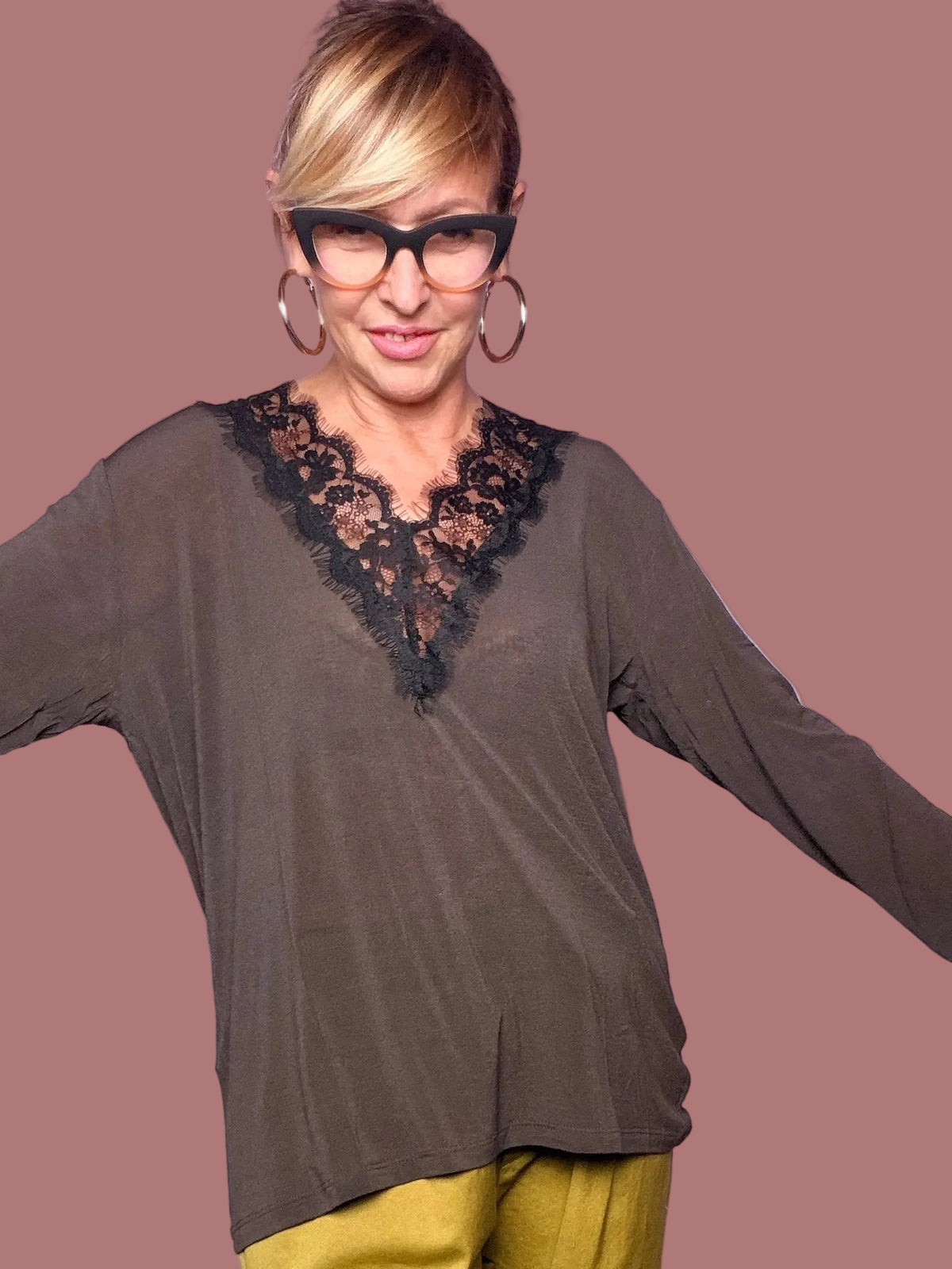 Maglia in misto cashmere con scollo in pizzo Susy Star