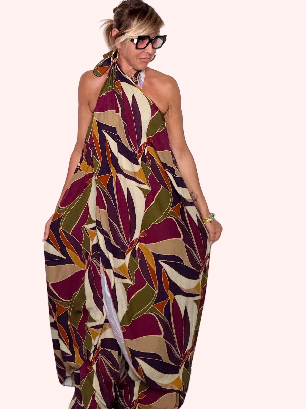 Completo Fantasia Tropicale — Top Halter e Pantalone Maxi