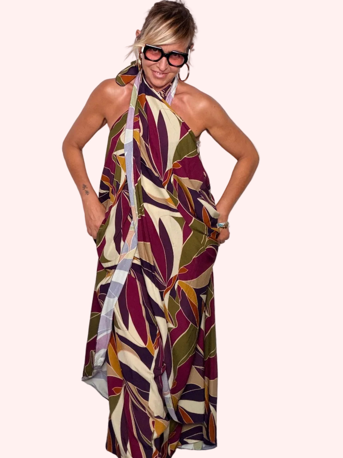 Completo Fantasia Tropicale — Top Halter e Pantalone Maxi