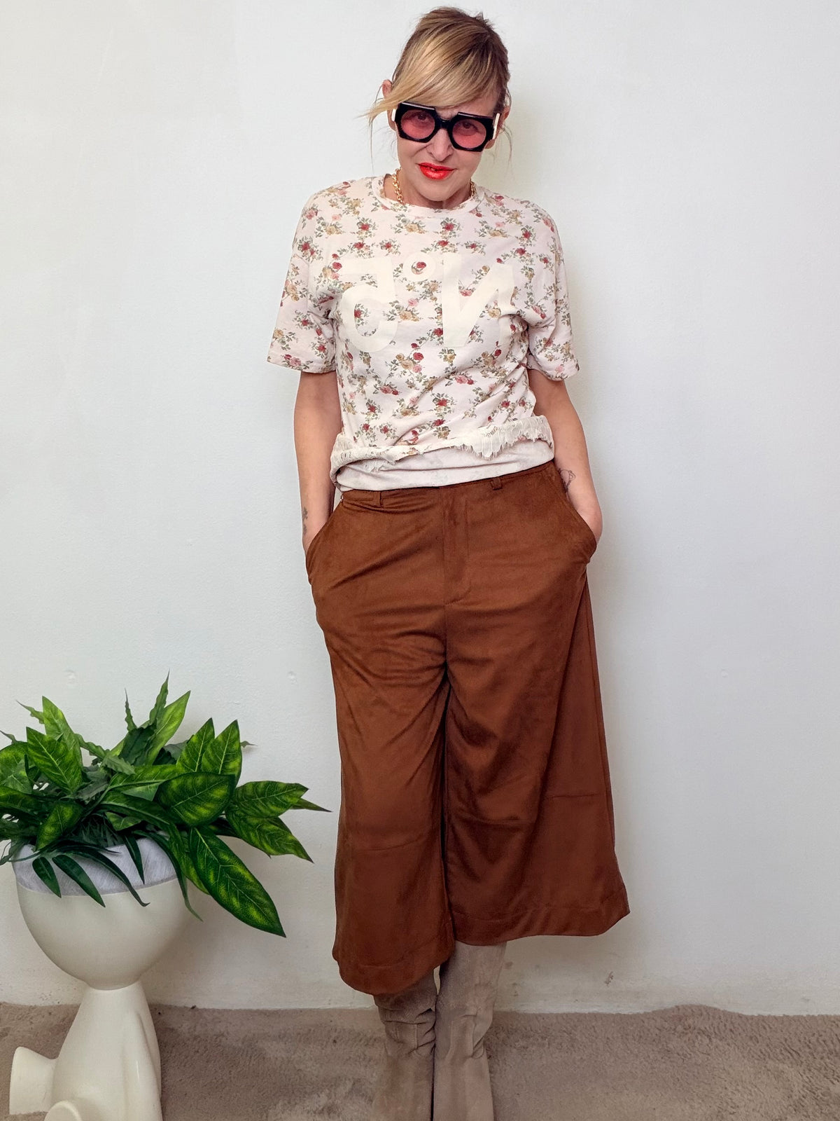 Bermuda Camoscio Gamba Larga