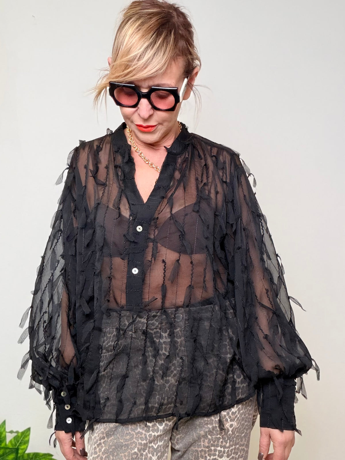 Camicia Trasparente con Frange