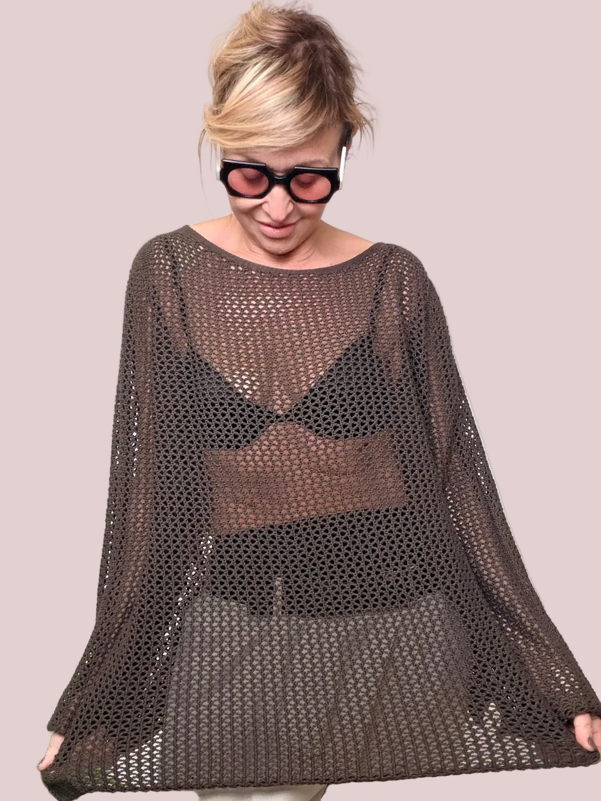 Maglia Oversize Traforata a Rete