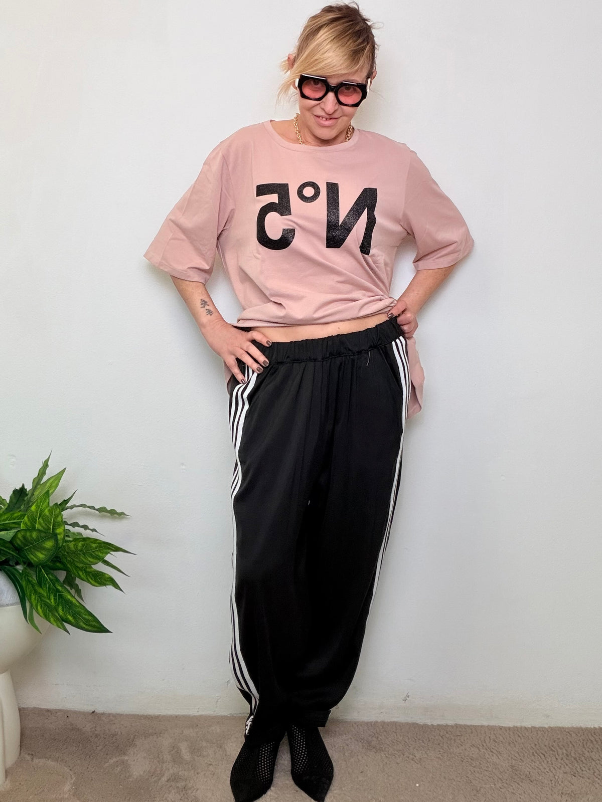 Pantalone in Lyocell con Banda Laterale