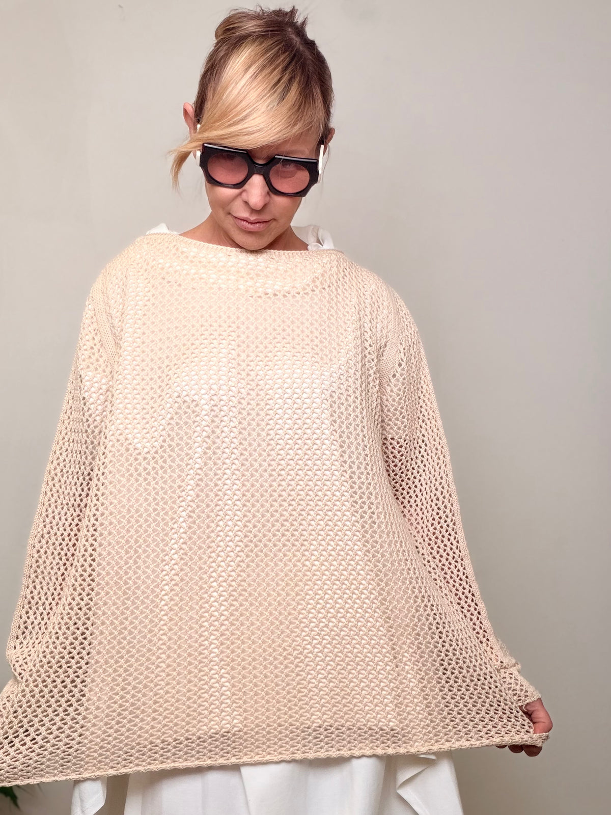 Maglia Oversize Traforata a Rete