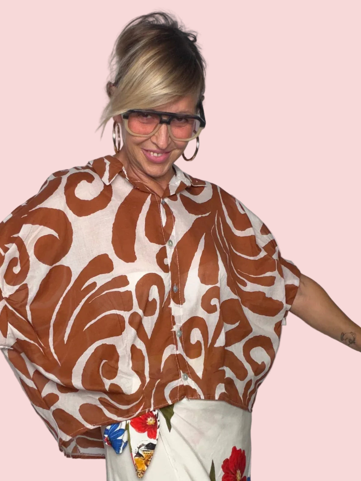 Camicia Oversize Stampa Arabeschi —