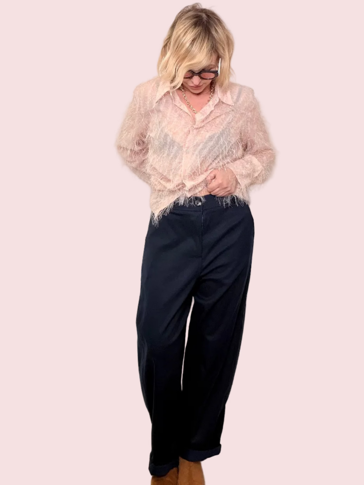 Pantalone Balloon con Cuciture Over