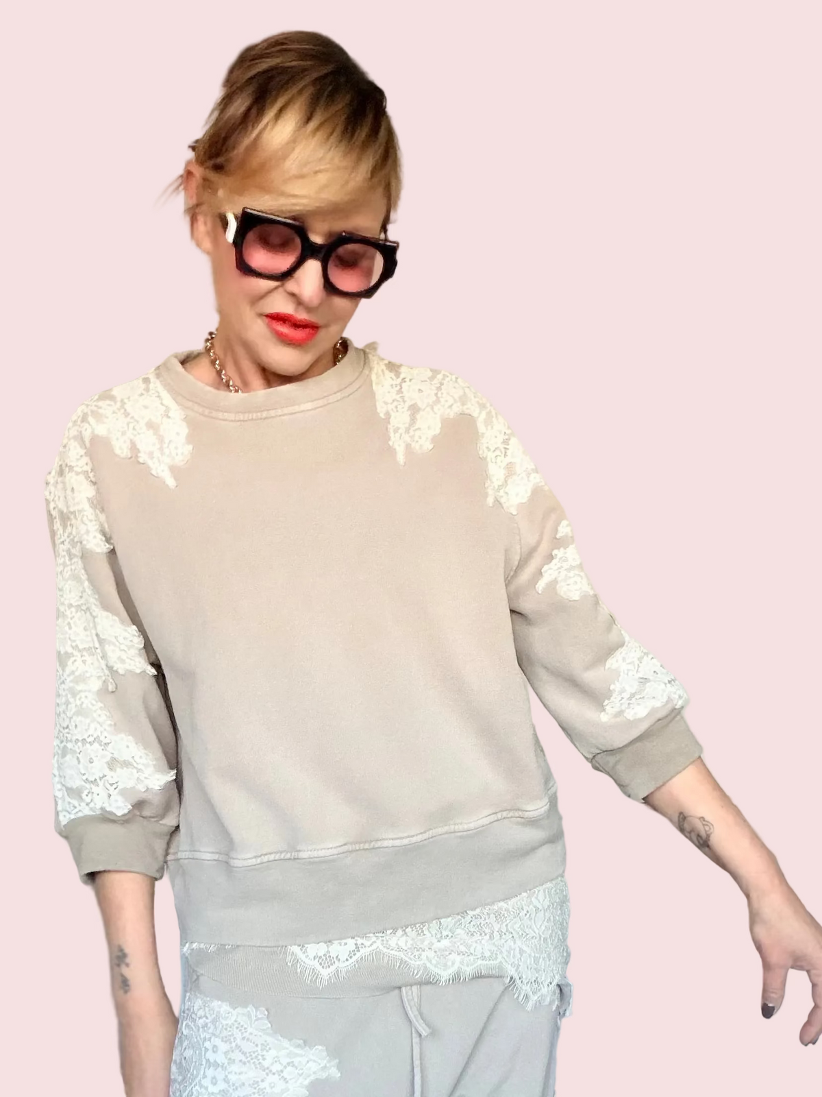 Felpa con Pizzo – Set Coordinato