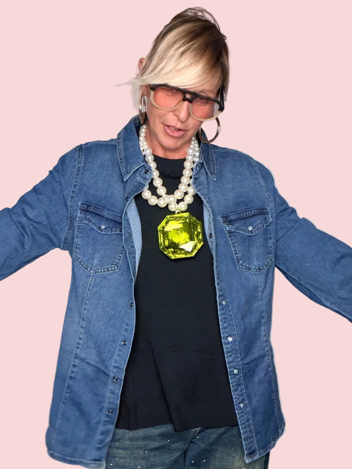 Camicia di Jeans Oversize Denim Medio