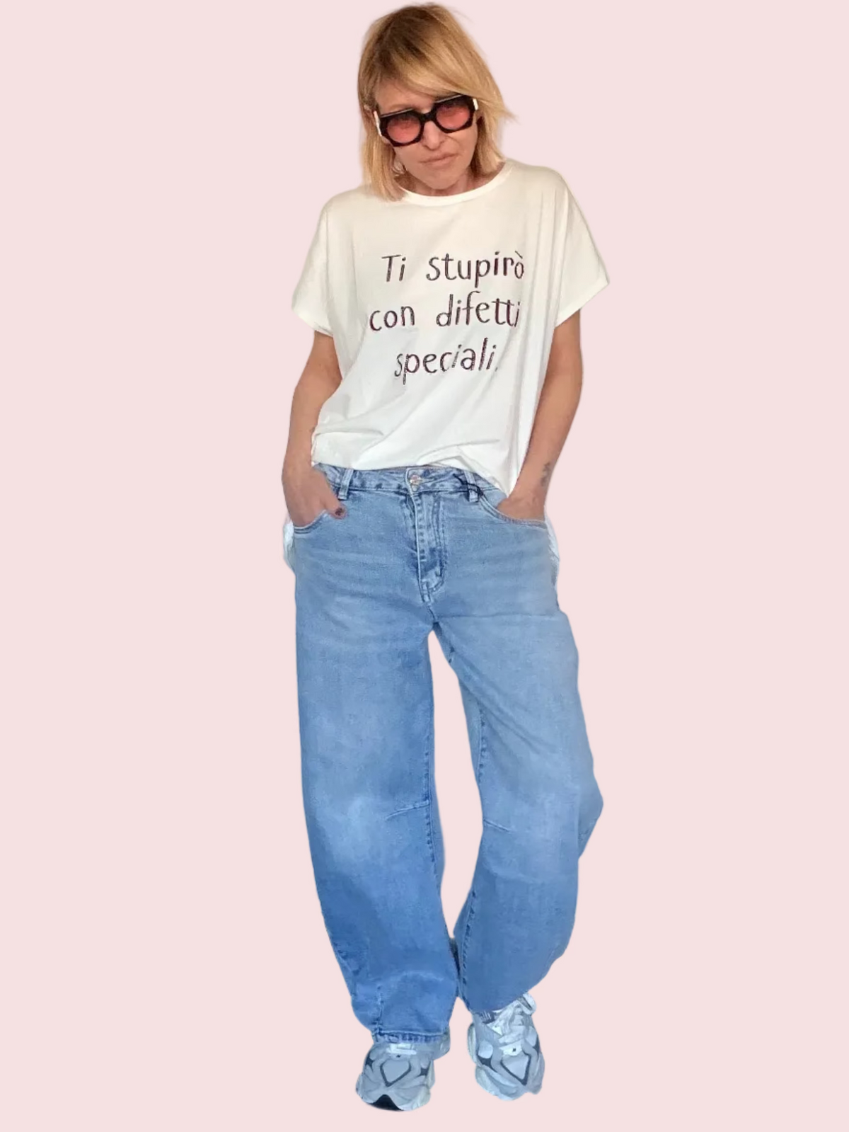 Jeans Barrel Fit Lavaggio Chiaro