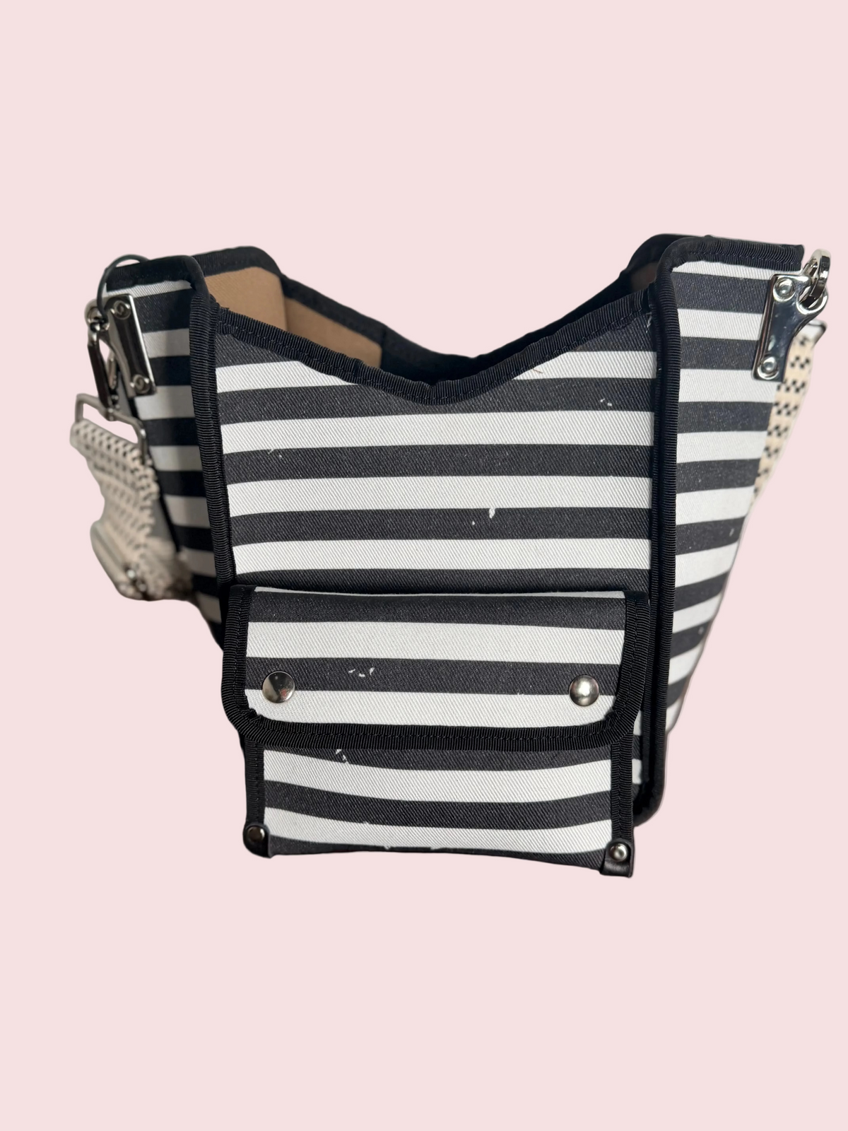 B. Florence Bag — Mini Bucket Bag Righe Bianco/Nero