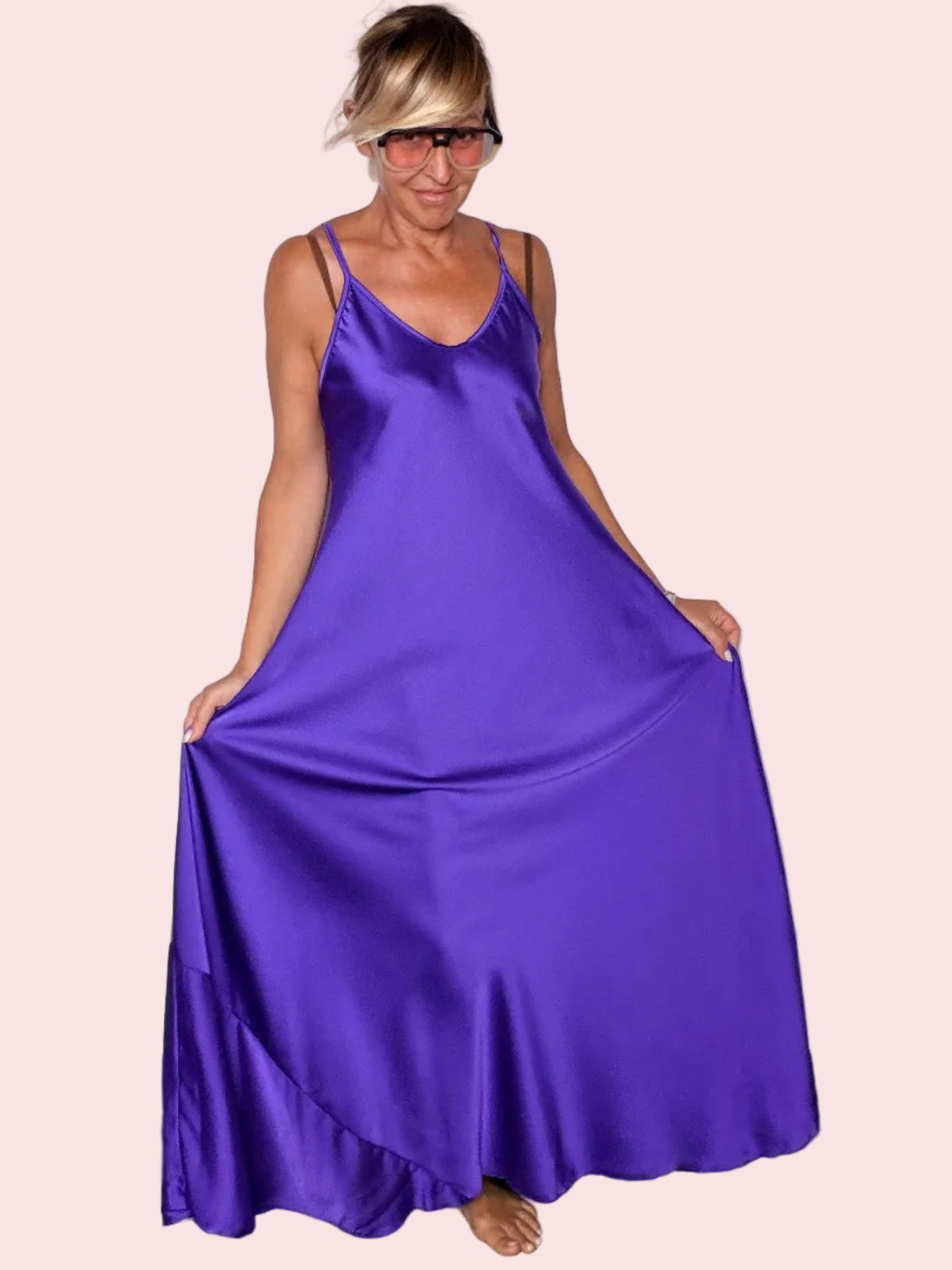 Abito Lungo in Raso Slip Dress