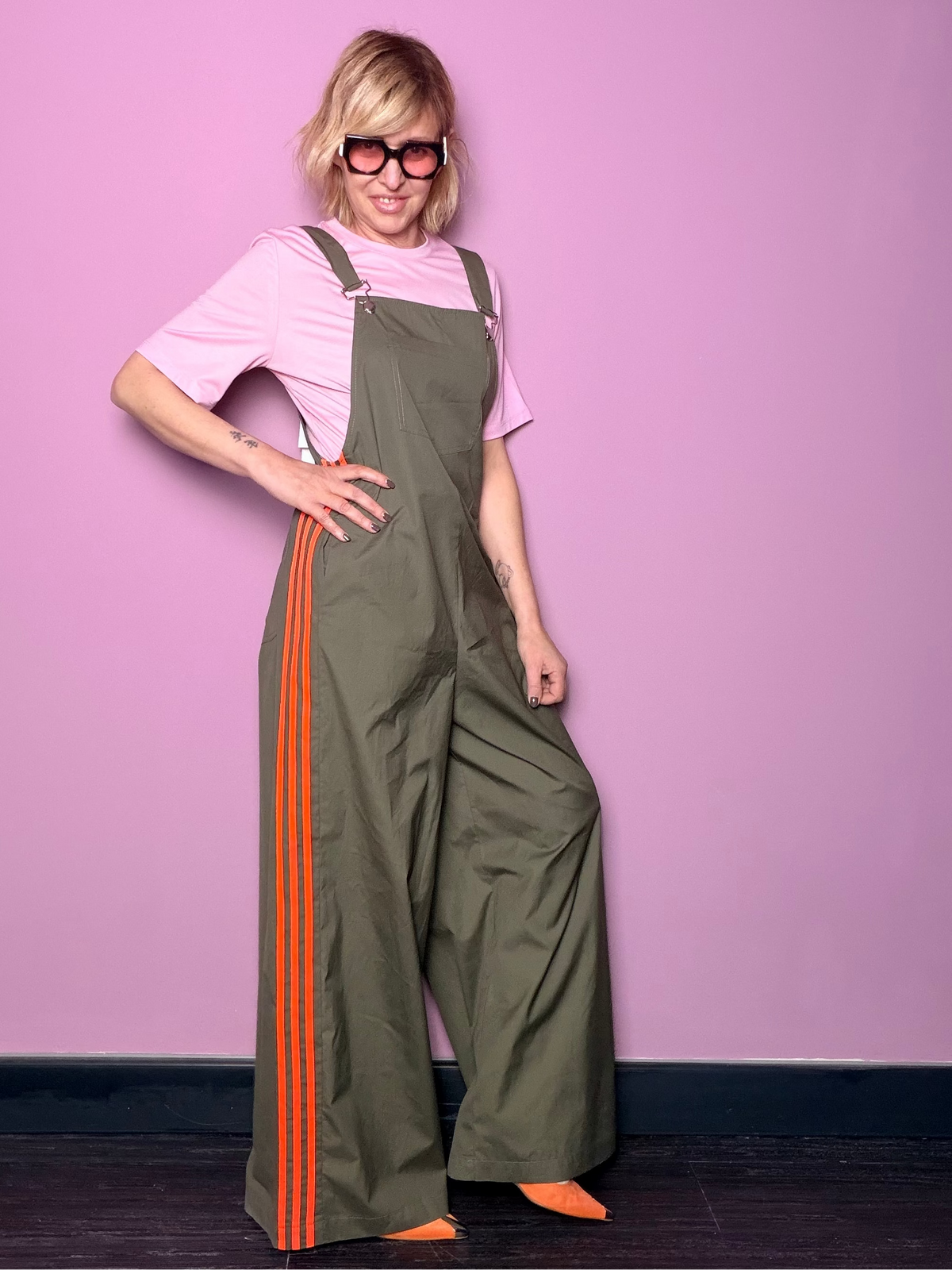 Salopette Wide Leg con Bande Laterali