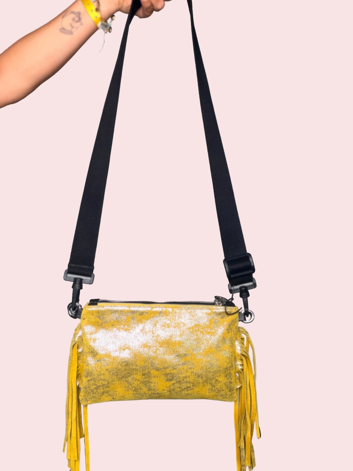 Borsa Clutch Frange Glitter Azzurro