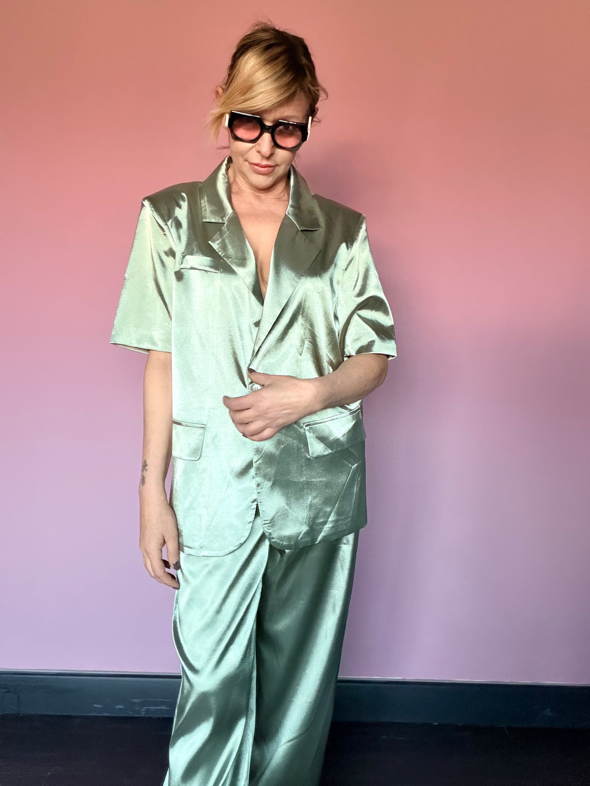 Blazer Raso con Retro in Pizzo