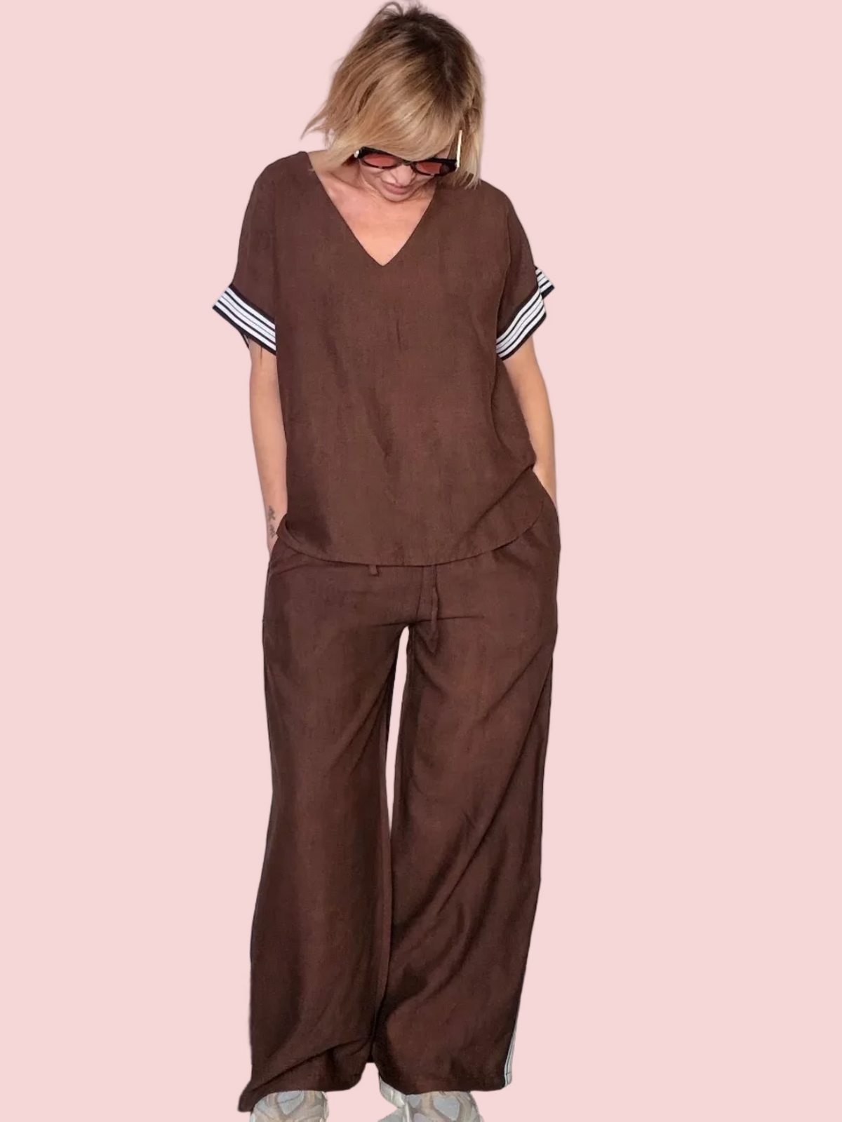 Coordinato Due Pezzi – Top & Pantalone con Bande