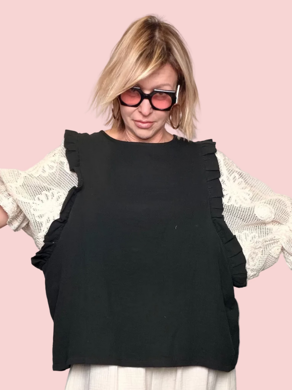 Top con Maniche Pizzo Crochet