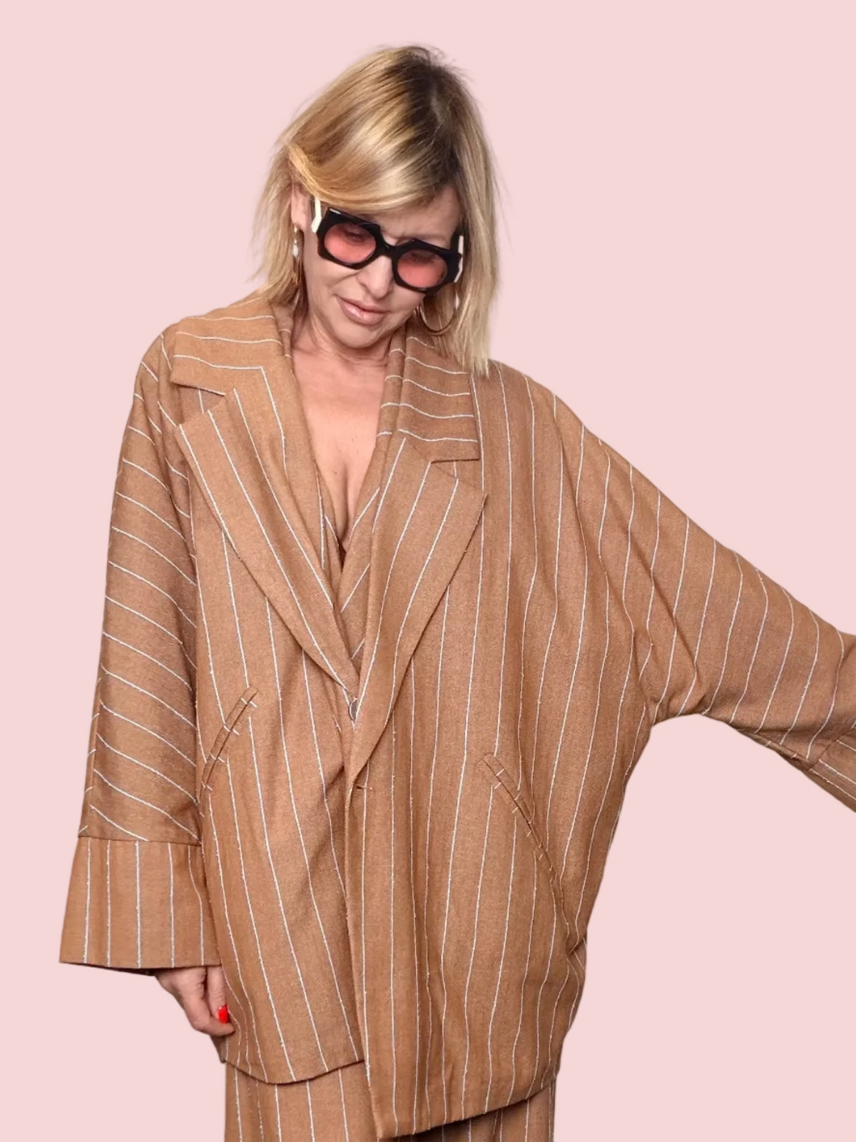 Giacca Oversize Doppiopetto Gessato