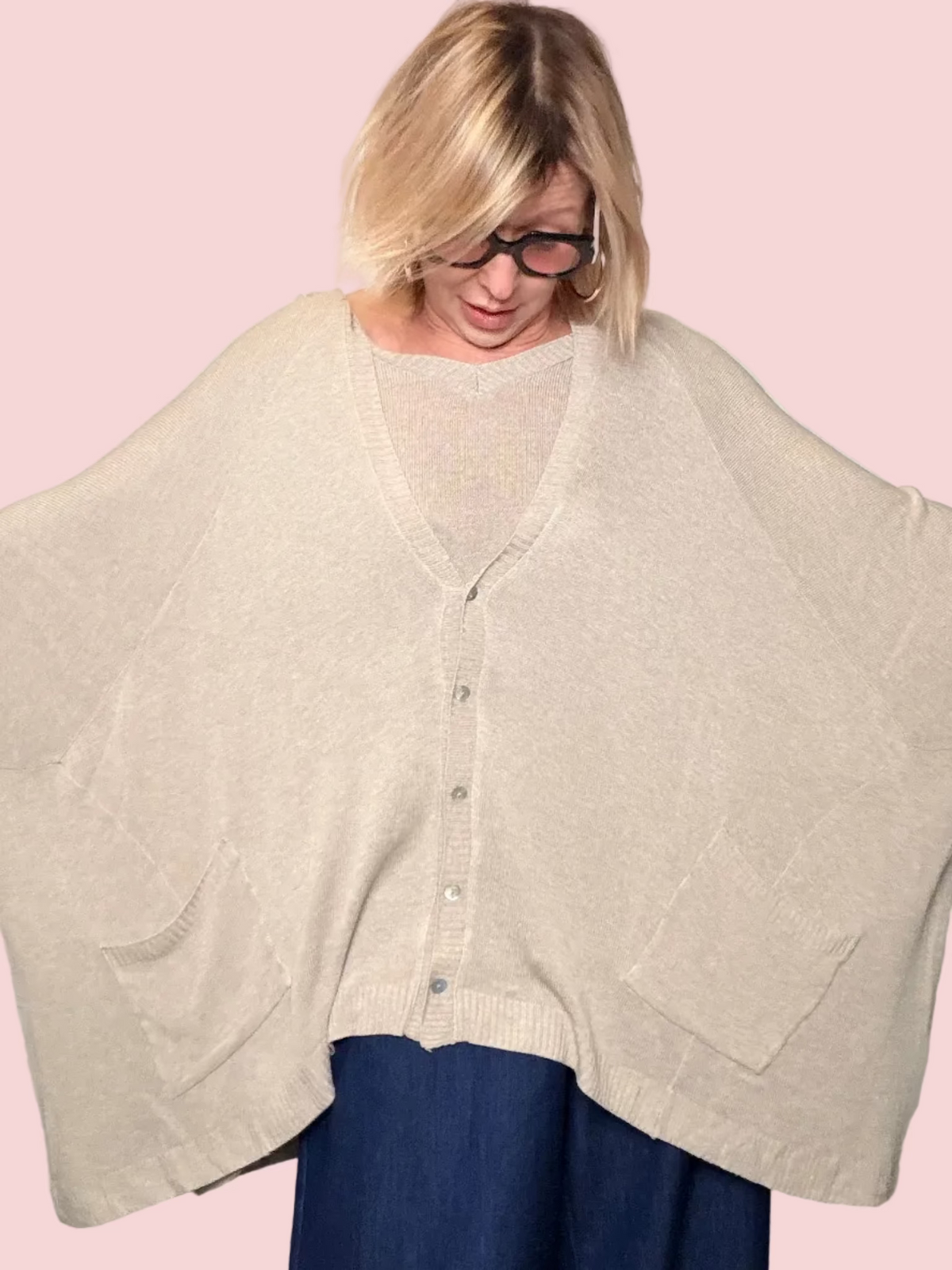 Cardigan Oversize in Filo di Viscosa