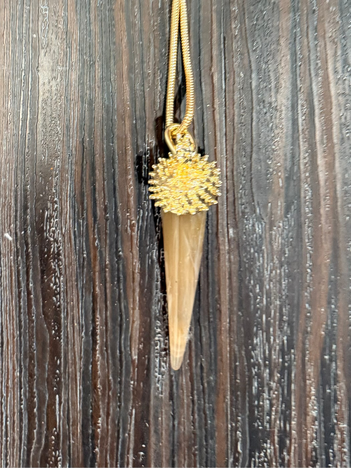 Collana Lunga Corno con Catena Snake Dorata