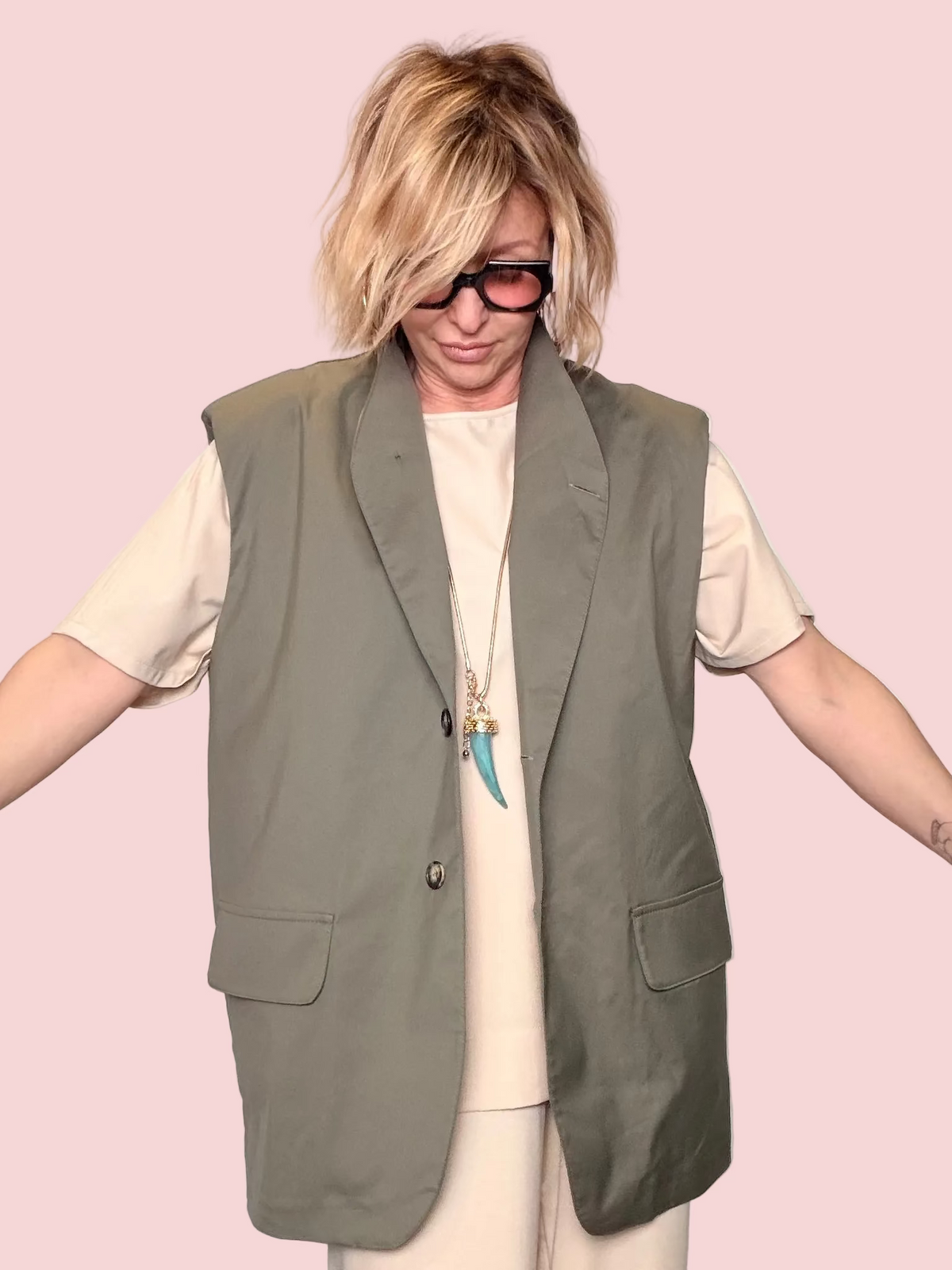 Gilet Sartoriale Oversize Verde Salvia