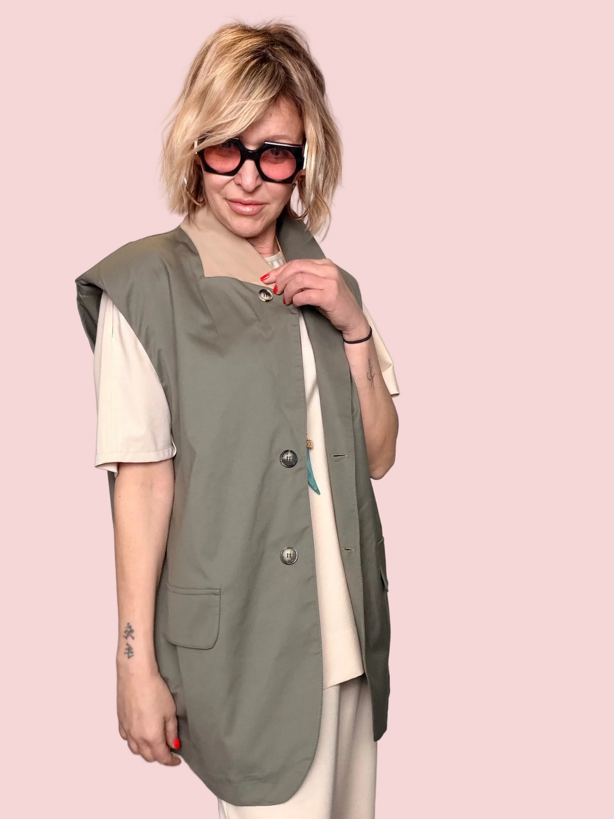 Gilet Sartoriale Oversize Verde Salvia
