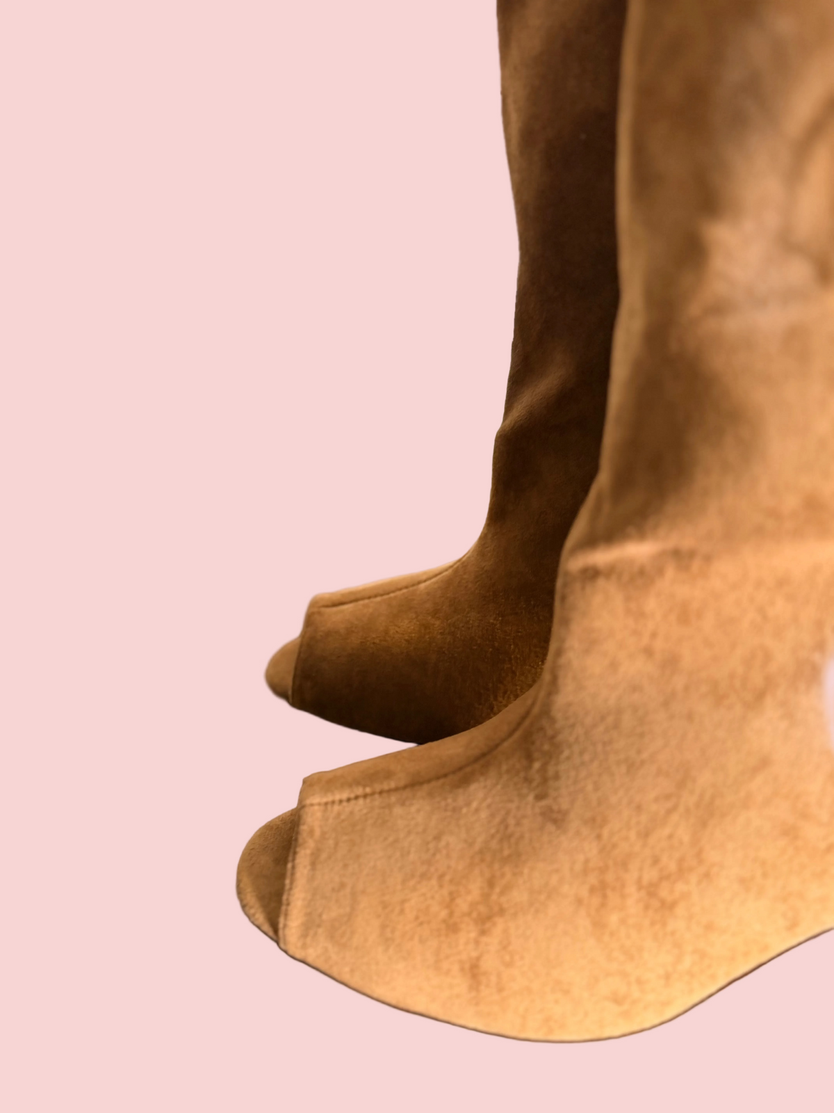 Stivale al Ginocchio Peep Toe in Ecocamoscio