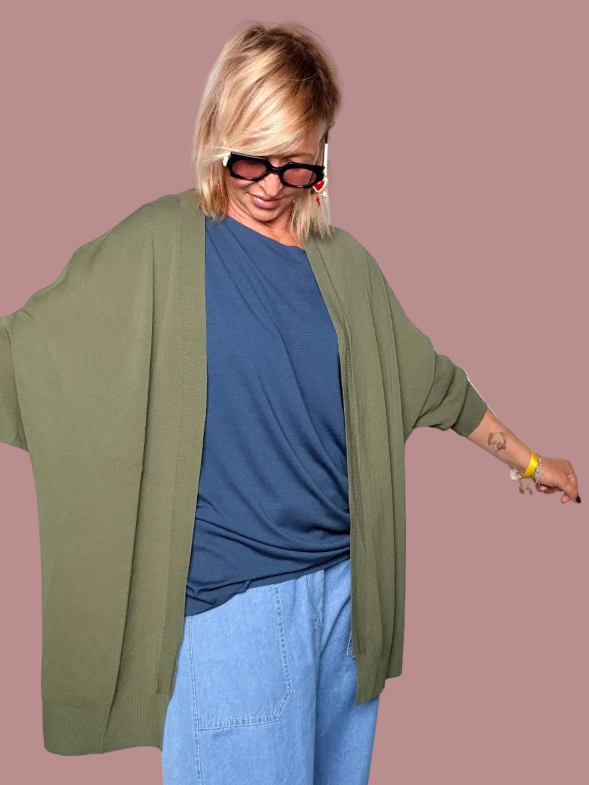 Cardigan Filo Kimono Verde
