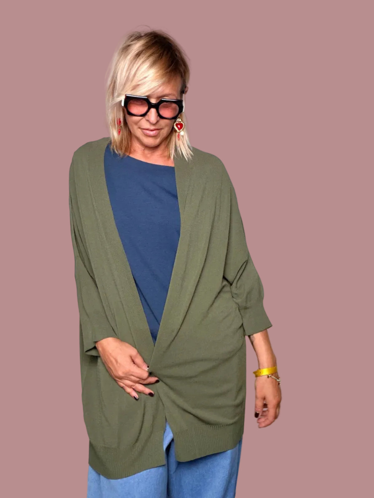 Cardigan Filo Kimono Verde