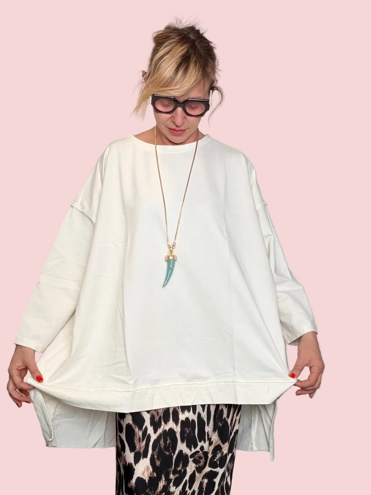 Maxi Felpa Oversize con Inserto a Pannelli sul Retro
