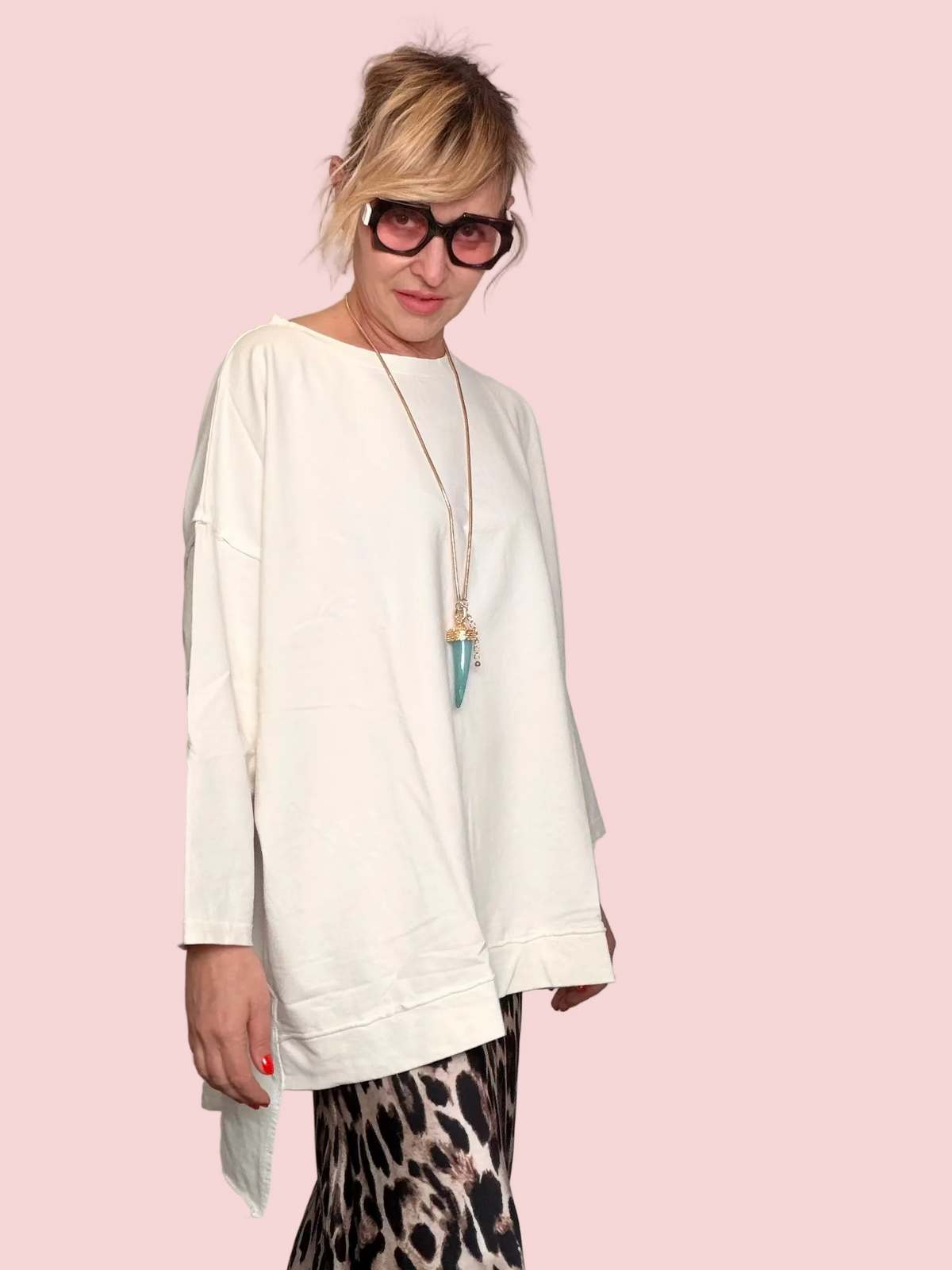 Maxi Felpa Oversize con Inserto a Pannelli sul Retro