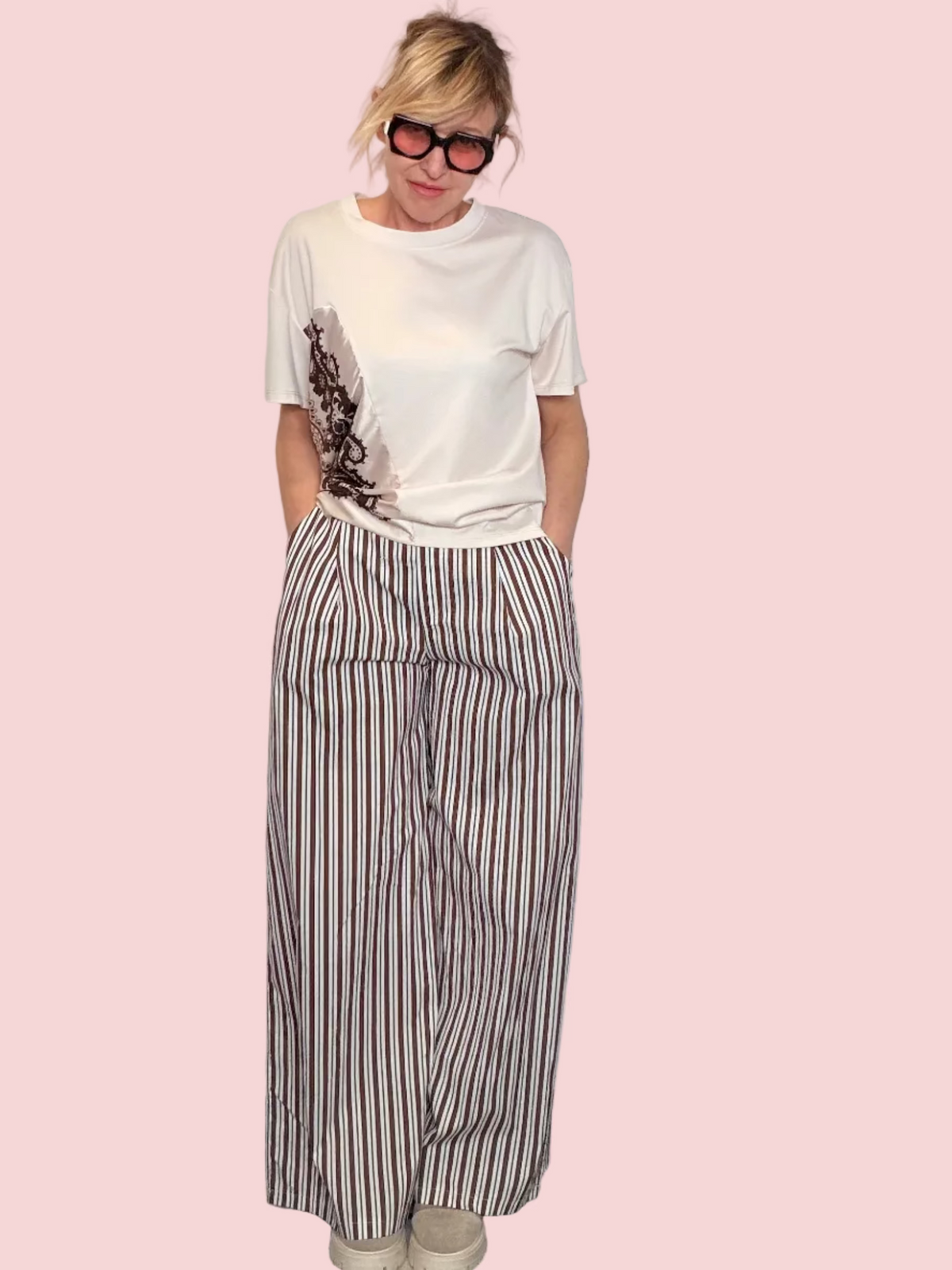 Pantaloni Wide Leg Maxi a Righe