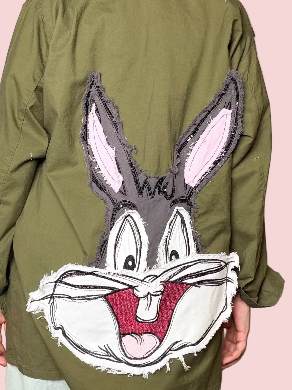 Field Jacket Militare con Patch Bugs Bunny — Verde Militare