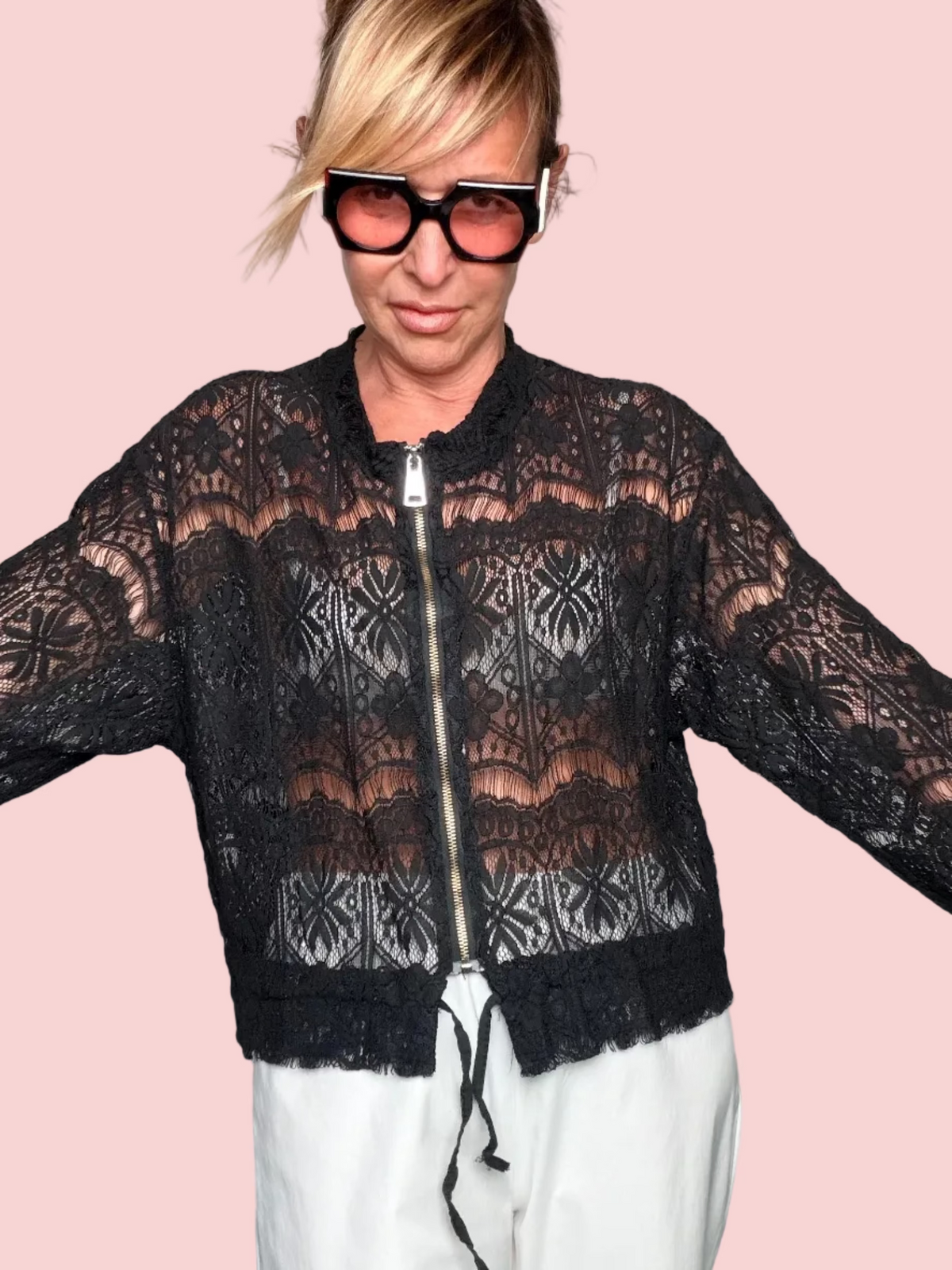 Bomber in Pizzo – Nero / Blu
