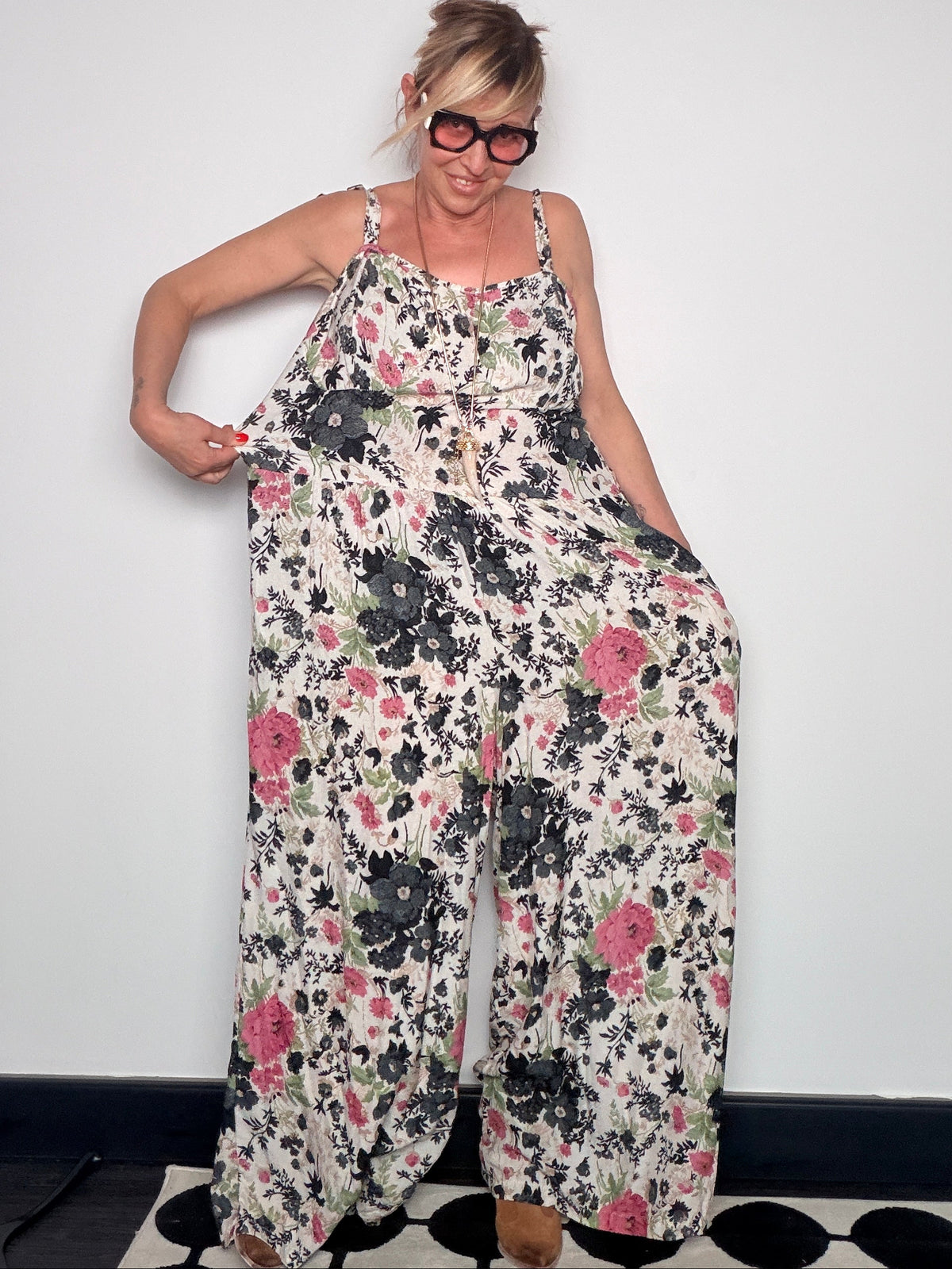 Tuta Pantalone Floreale – Rosa / Blu