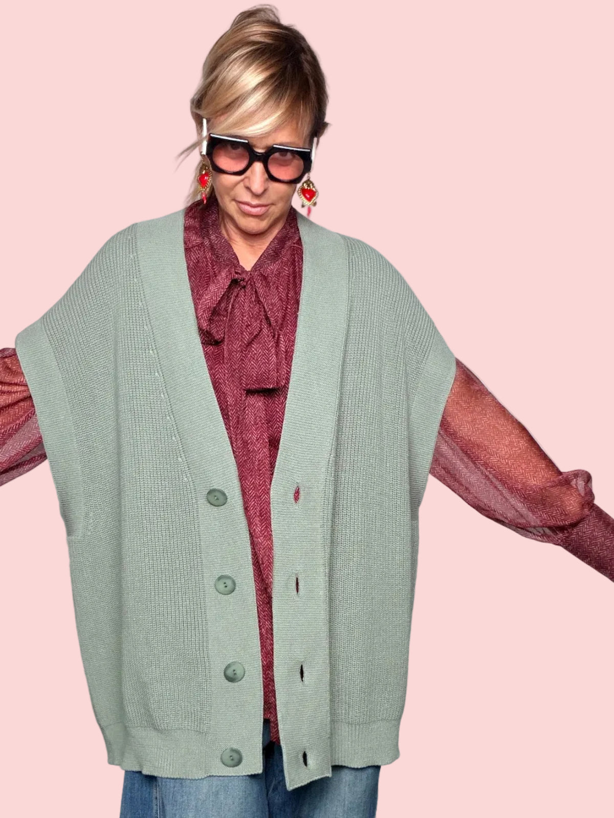 Gilet Smanicato Over in Maglia