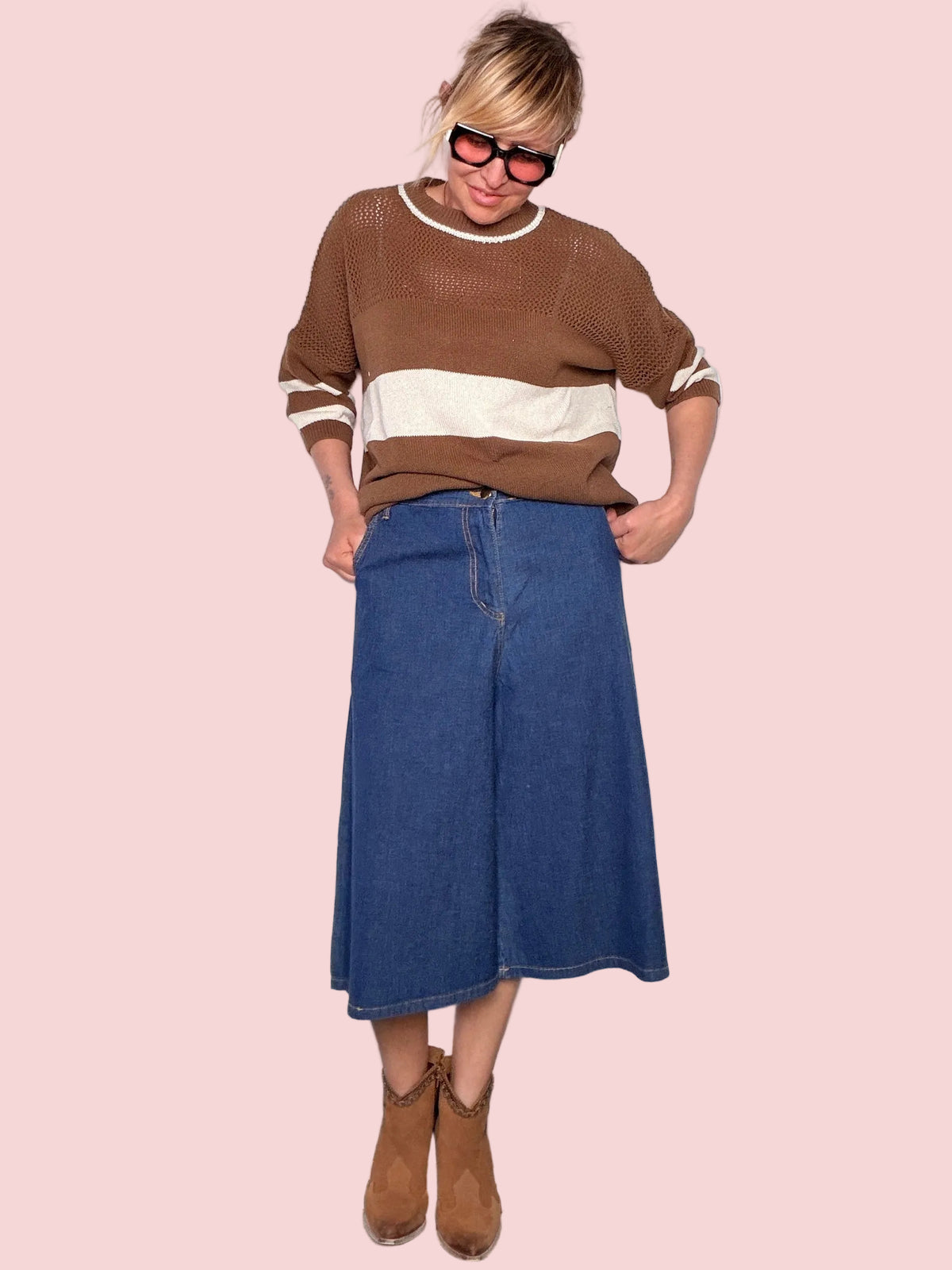 Bermuda Denim Wide Leg — Lavaggio Medio