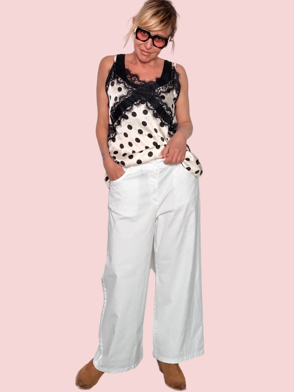 Pantalone cropped tinta capo