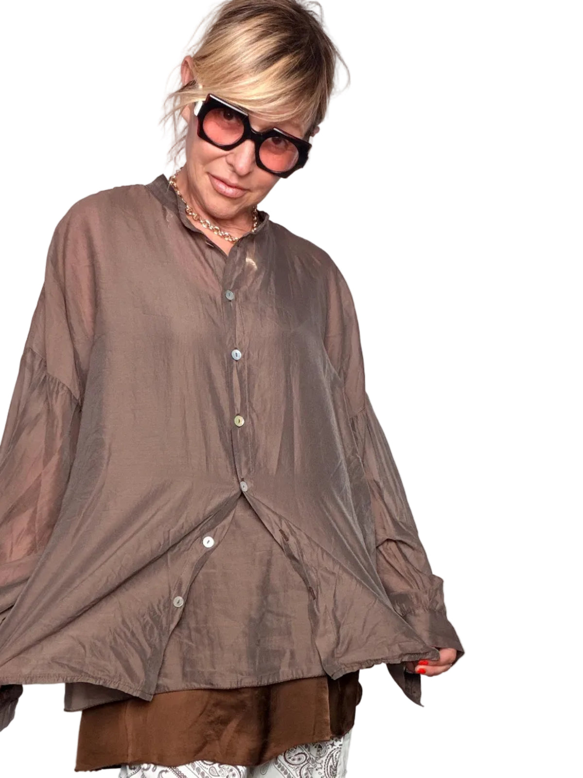 Camicia Oversize in Tencel Voile