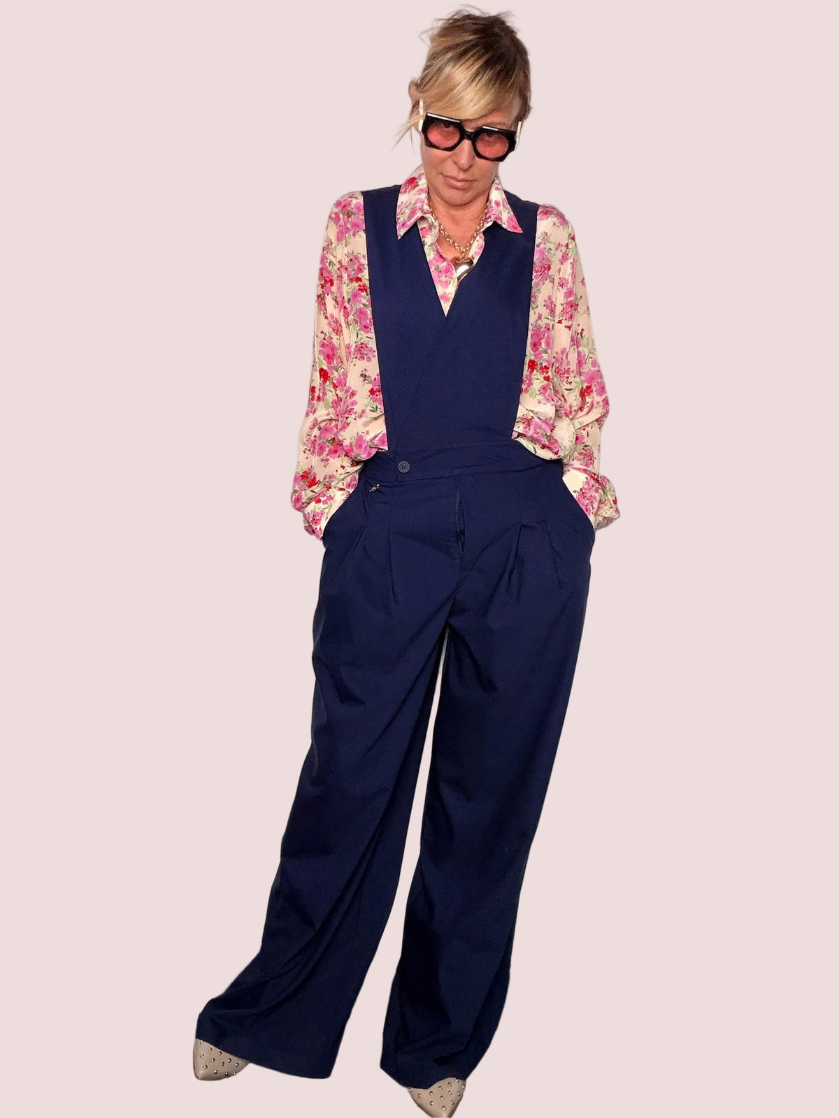 Tuta Intera Gilet Wide Leg Navy