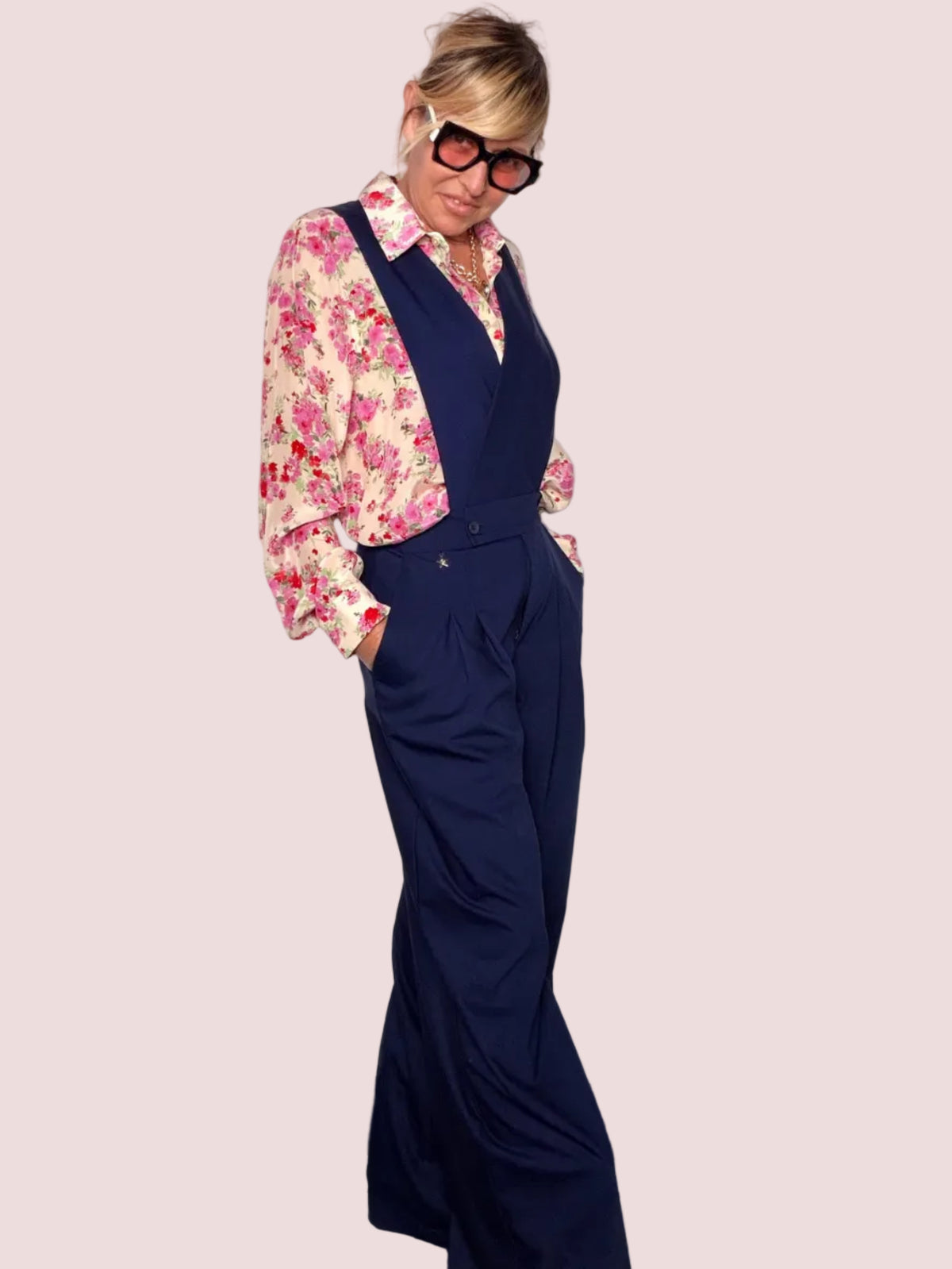 Tuta Intera Gilet Wide Leg Navy
