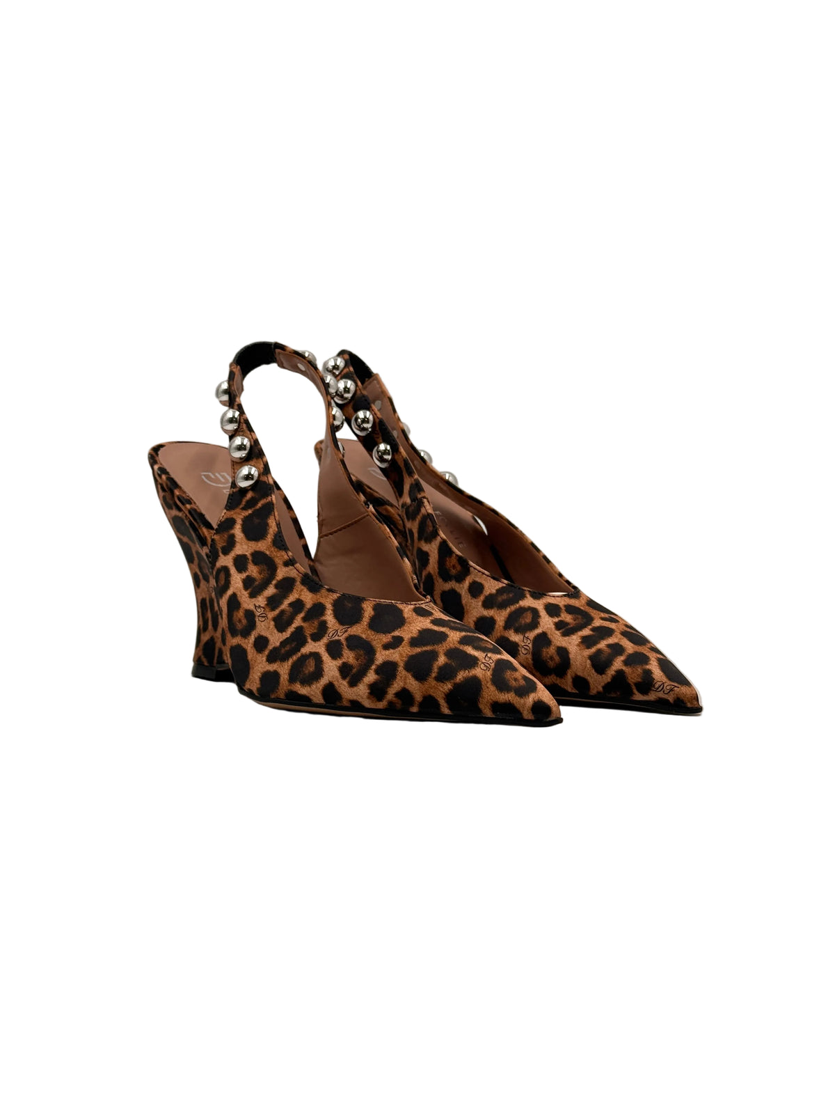 Slingback leopardata con zeppa