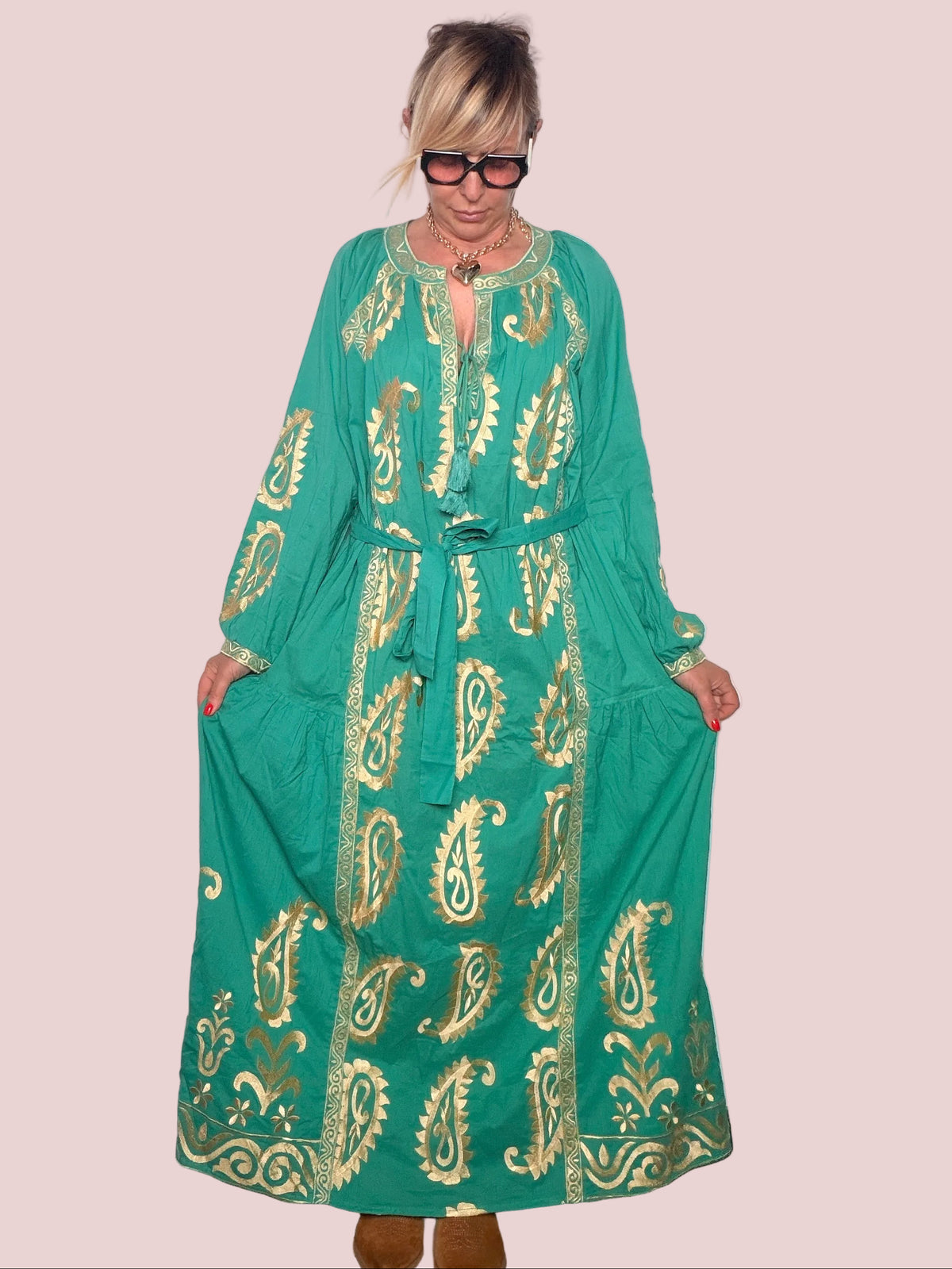 Kaftan Paisley Verde Smeraldo & Oro