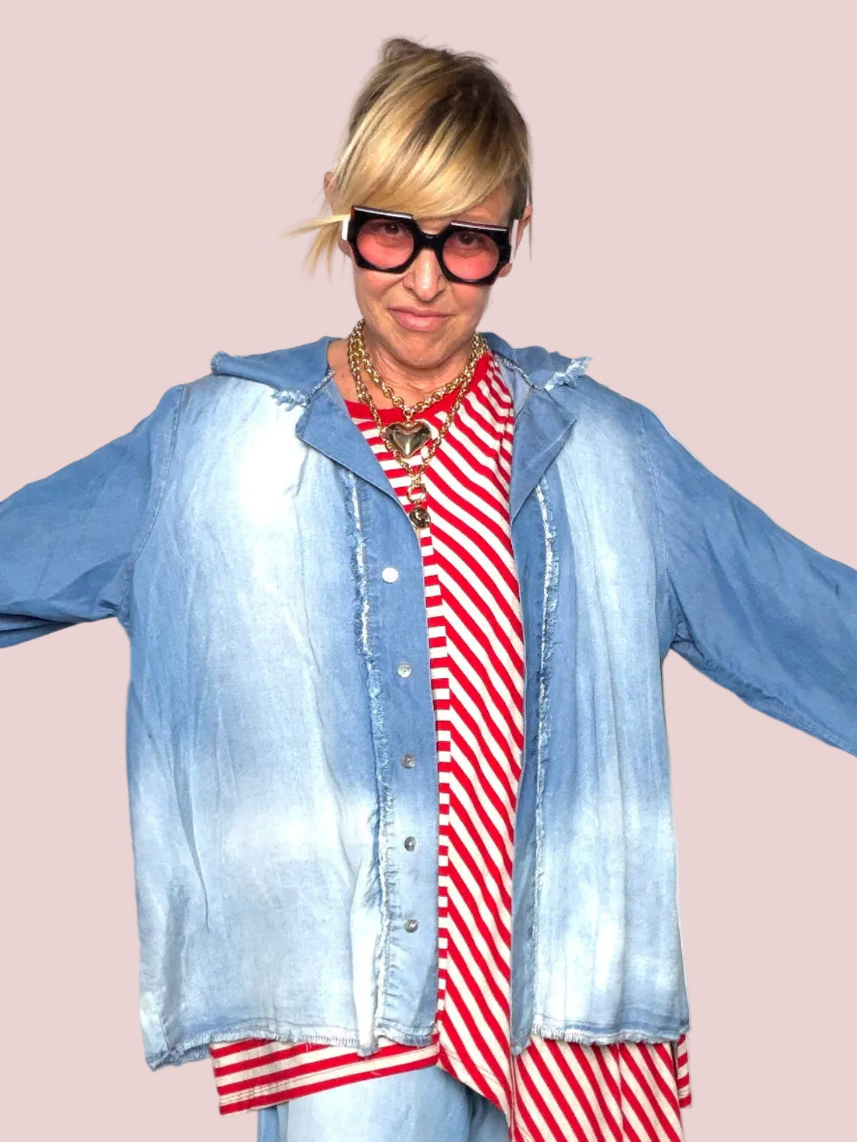 Camicia Denim tencel Oversize Sfrangiata Degradé