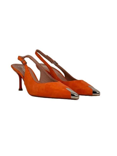 Slingback Camoscio Arancio con Puntale Metallico
