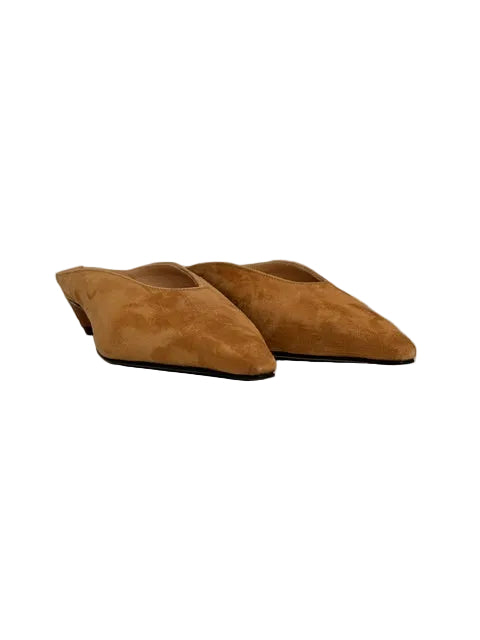 Mules Camoscio Cuoio Tacco Kitten