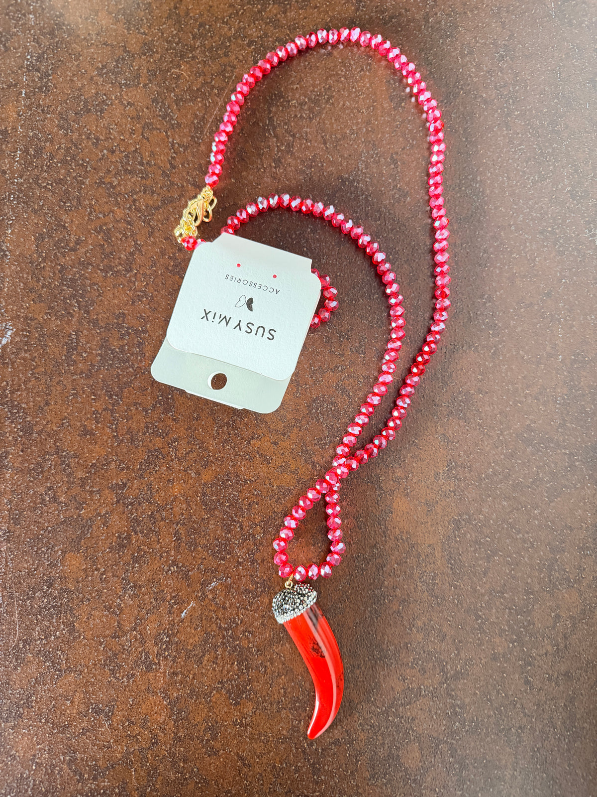 Collana cristalli con ciondolo corno – Susy Mix